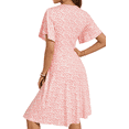 thumbnail image 4 of UVN Summer Dresses for Women Short Sleeve V Neck A-Line Midi Dress Boho Beach Floral Print Sundress, 4 of 8