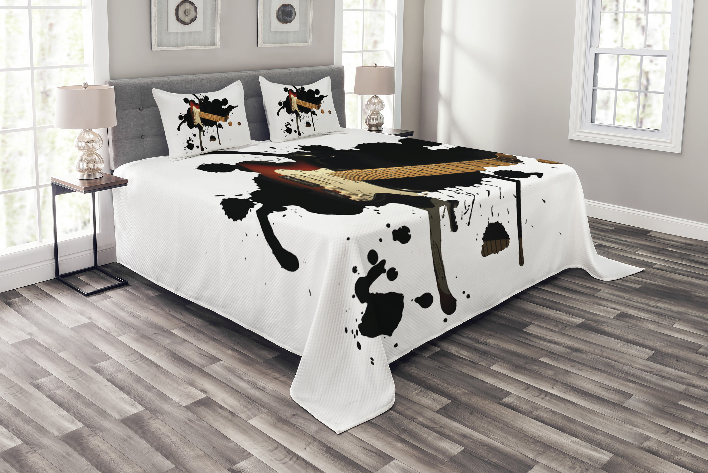 Guitar Fretboard Print Details about   Popstar Party Quilted Bedspread & Pillow Shams Set 