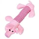 thumbnail image 4 of Juguete de peluche de elefante de cuatro patas para mascotas, juguete para perro con forma de cerdo y pato rosa a rayas que hace sonidos, 4 of 5