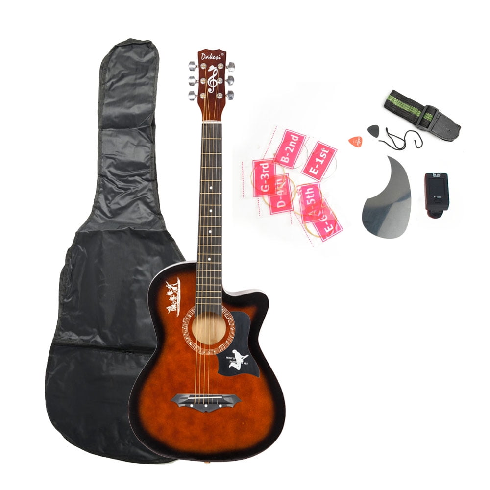Lowestbest Acoustic Guitar for Starter Beginners, Music Lovers Kids Gift Musical Instrument Guitar for Kids, Coffee Basswood Practice Guitar Set for Child Boys Girls