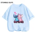 thumbnail image 3 of Camiseta de verano para niños, camiseta de Stitch Kawaii, camiseta de Stitch para niñas, ropa informal de dibujos animados de Disney Stich, traje de camión para niños y niñas, 3 of 5