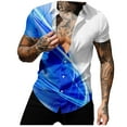 thumbnail image 4 of JINMGG Mens Tops under $5,Men Fashion Casual Buttons Printing Turndown Short Sleeve Shirt Blouse Blue XXL, 4 of 6