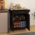 thumbnail image 4 of Kitchen Cart Rolling Kitchen Island with 1 Drawer, 2 Doors, Adjustable Shelves, Towel Rack and Seasoning Rack, Versatile Black Kitchen Island for Storage & Home Decor, 4 of 14