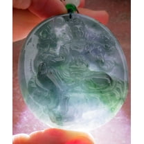 Certified Icy Green Lavender Burma 100% Natural A Jade jadeite Pendant Guanyin Kwan Yin Lotus Flower Necklace 659460 TN