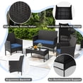 thumbnail image 3 of Gotland 4-Piece Outdoor Patio Furniture Set, Wicker Rattan Chairs & Sofa with Cushions and Glass Coffee Table, Conversation Set for Backyard, Lawn, Porch, Pool, Garden,Navy Blue, 3 of 9