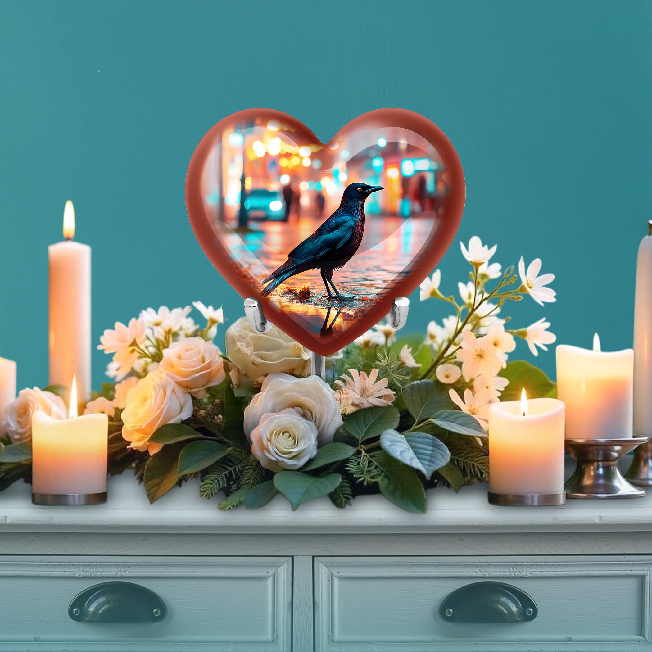 SABURIAL Crow Urn - Large Burial Urn Human - Combo - 8 Inch Large With 3 Inch - Ashes Keepsake - Memorial Urns For Adult - Funeral Urns For Men & Women