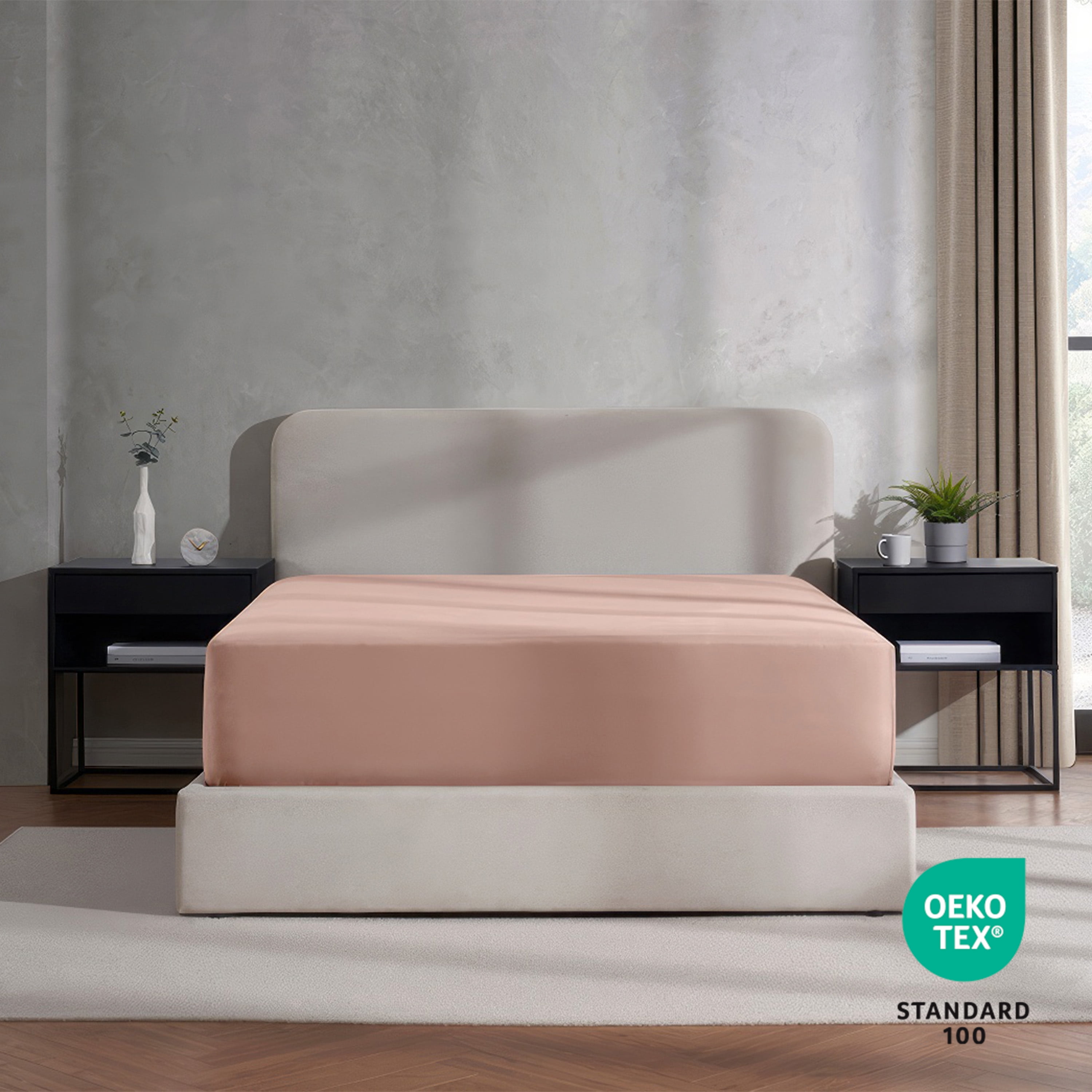 Lammaloe 4 Pack Extra Deep Pocket Twin Fitted Sheet Only, Fits 18" to 24" Mattress, Soft Microfiber Fitted Bed Sheet, Peach Beige