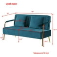 thumbnail image 4 of Pouseayar 56" Width Upholstered Velvet Loveseat Sofa with 2pcs Throw Pillows ,Teal, 4 of 8