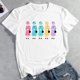 thumbnail image 1 of Blusa Mangas Cortas Camiseta femenina con gráfico de Color, camisetas femeninas con cuello redondo a la moda, ropa informal bonita Ygjytge Blanco T S para Mujer, 1 of 2
