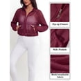 thumbnail image 5 of FEOYA Summer Cropped Bomber Jacket Women Mesh Sheer Jackets Lightweight Long Sleeve Zip Up Jacket With Pocket XS Burgundy, 5 of 7