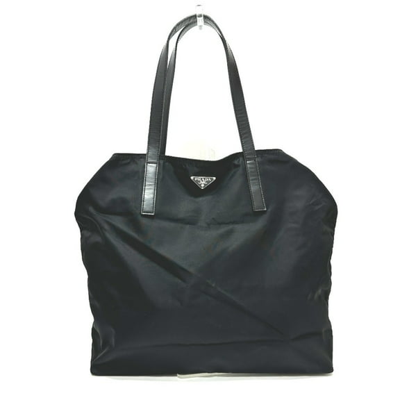 Pre-Owned PRADA Prada Triangle Plate Shoulder Tote Bag Nylon Women's Black (Good)