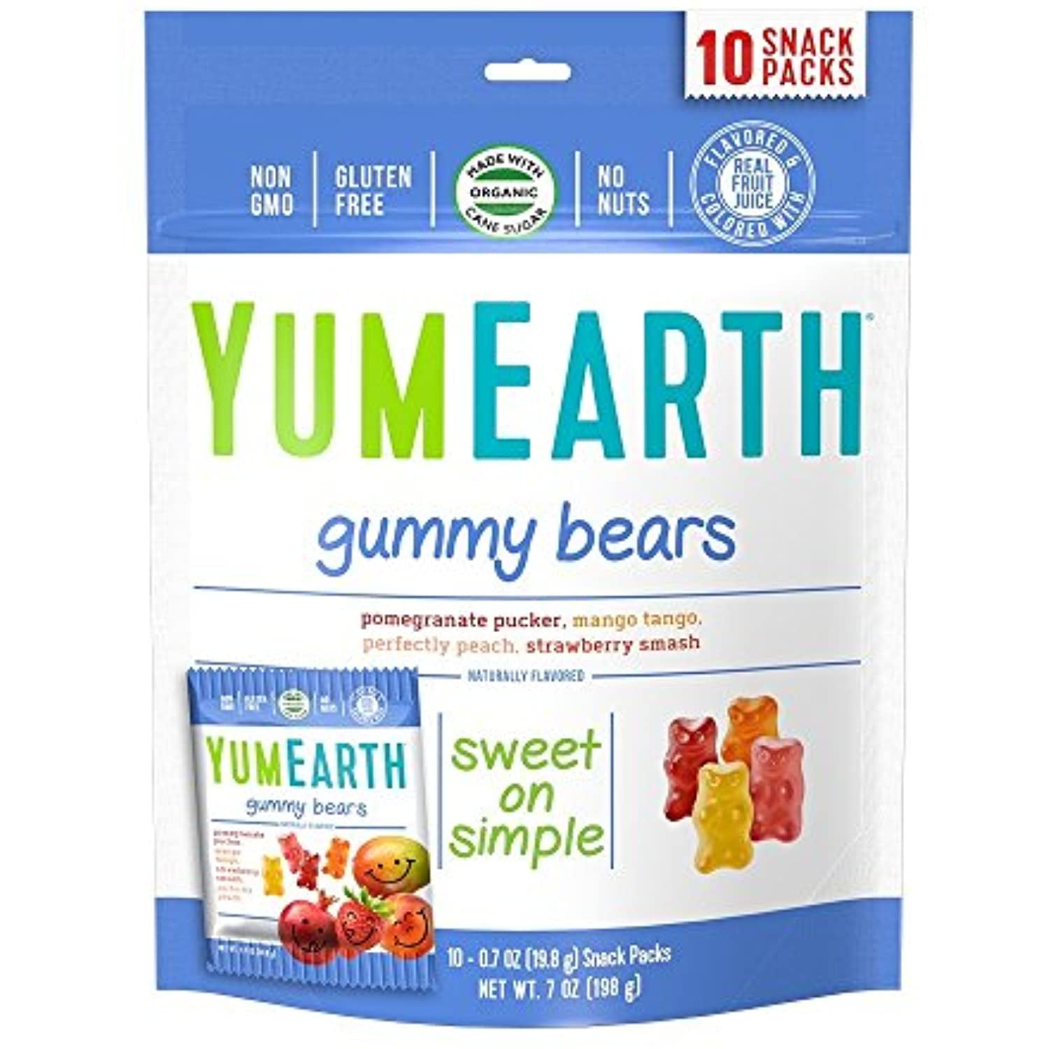 Yumearth Organic Fruit Flavored Gummy Bears, 10 .7Oz. Snack Packs