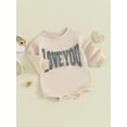 thumbnail image 3 of Bagilaanoe Newborn Baby Girl Boy Oversized Romper Sweatshirt Long Sleeve Bodysuits Letter Embroidery Pullover 3M 6M 12M 18M Infant Casual Tee Tops, 3 of 9