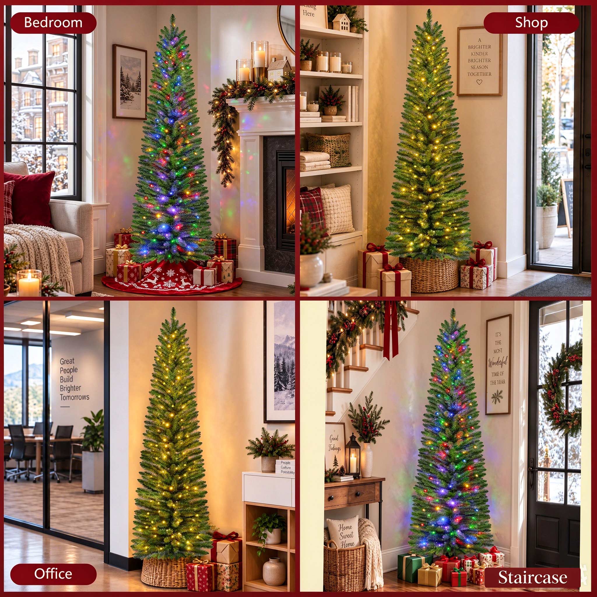 Goosiay 6ft Pre-Lit Pencil Christmas Tree with Remote Control photo 2