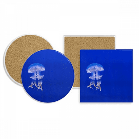 

Ocean Jellyfish Science Nature Picture Coaster Cup Mug Holder Absorbent Stone Cork Base Set