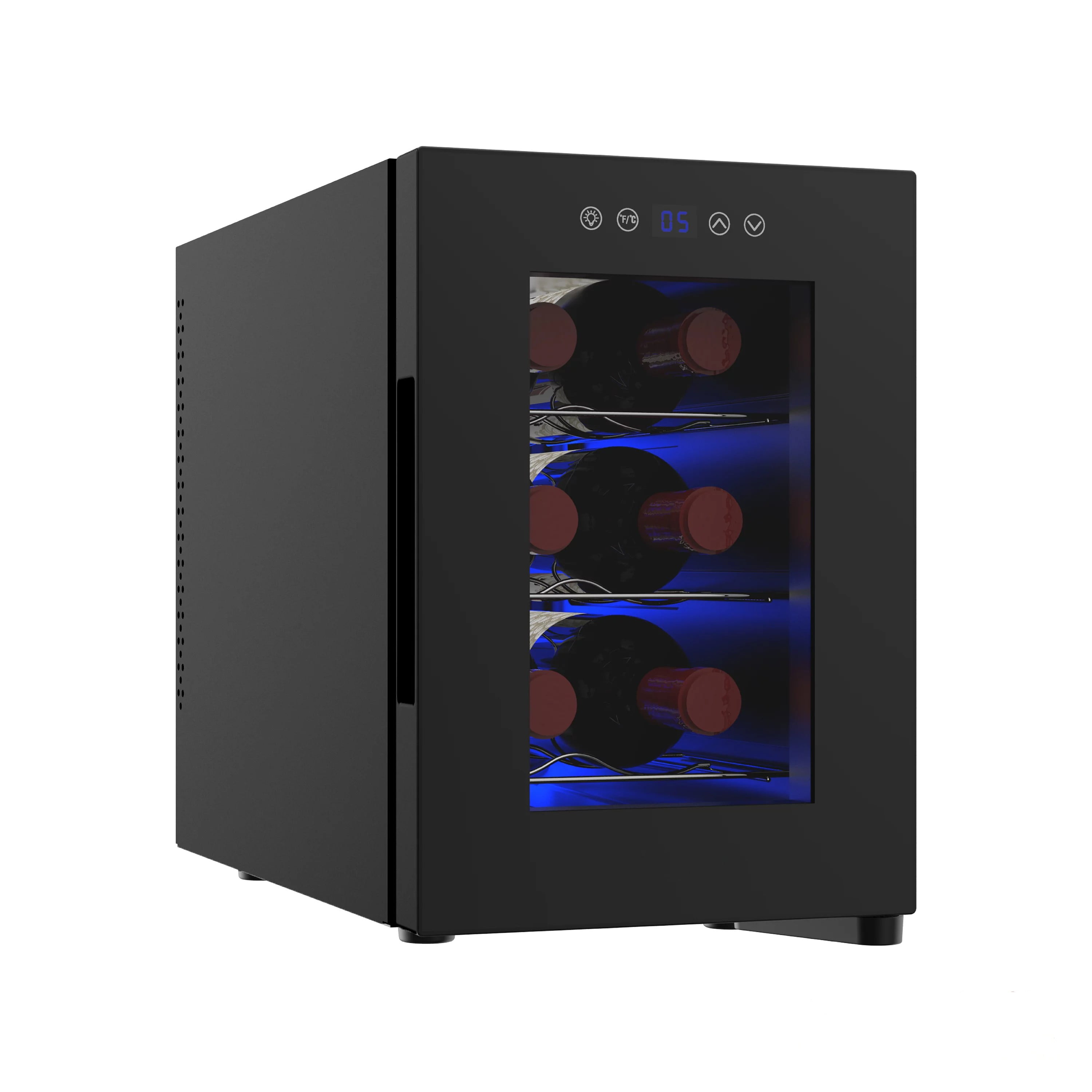 6Bottle Wine Cooler, 13Liter Mini Fridge with Wine Rack and