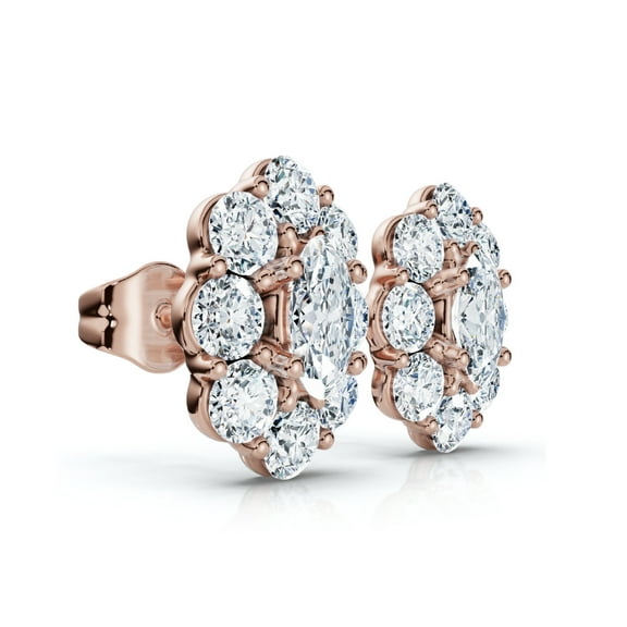 Pompeii 1 1/2Ct Oval Diamond Halo Studs 14k Gold Women's Earrings Lab Grown (,)