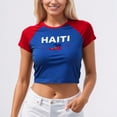 thumbnail image 2 of Women's Baby Tees Round Neck Fashionable Casual Letter Embroidery T Shirt Navel Y2K Tops Blue L, 2 of 4