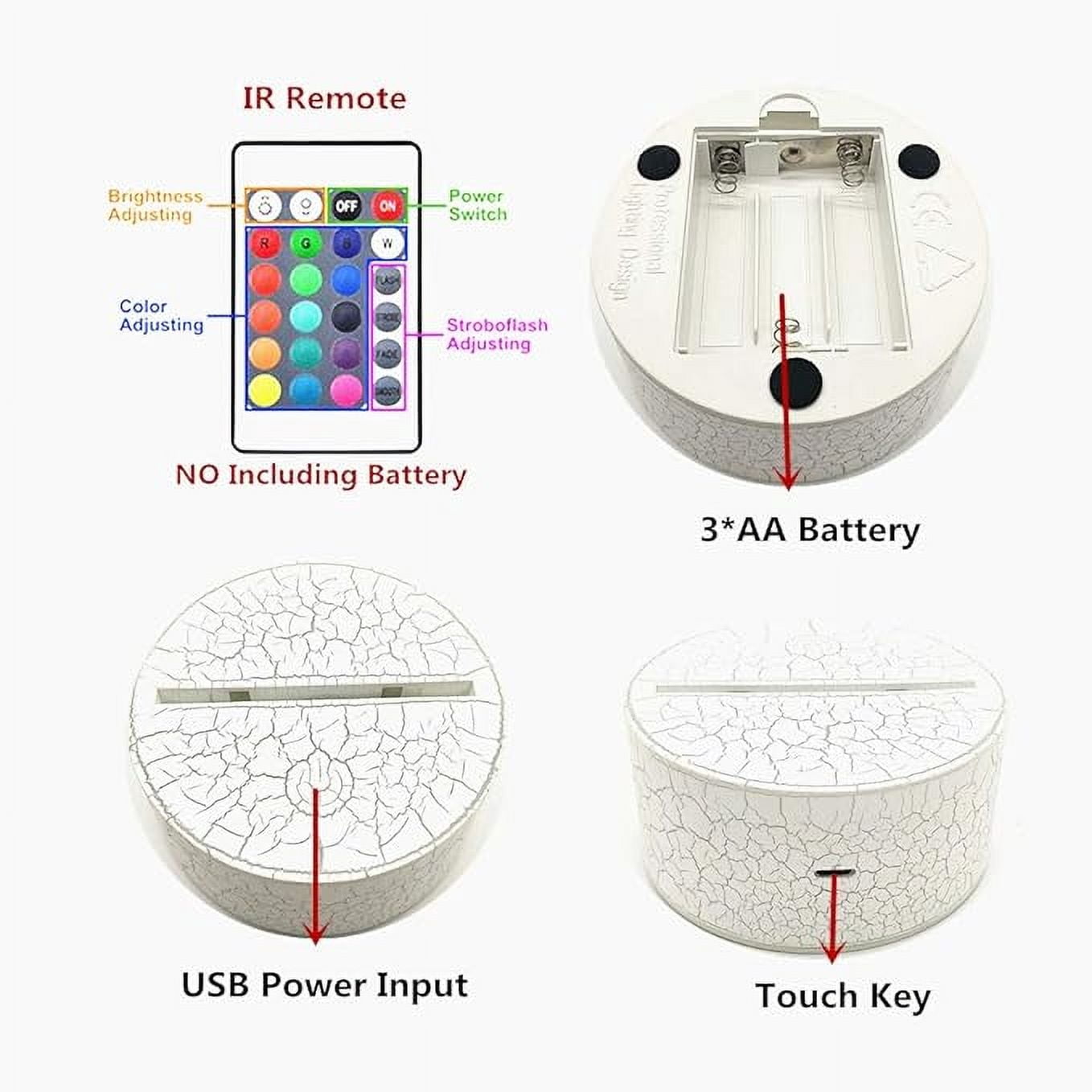 3D Optical Illusion Night Light, Visual Creative LED Desk Lamp Touch Control and Remote Control 16 Colors Dimmable Change USB Powered for Home Decorations or Holiday Gifts Birthday Gifts