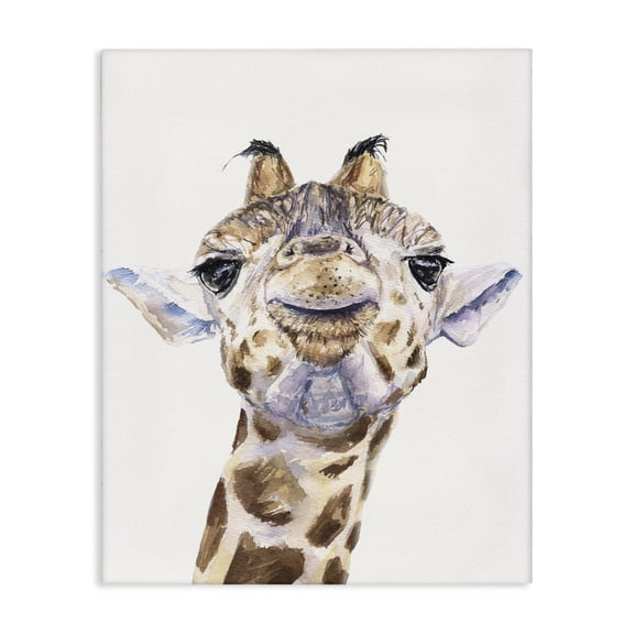 Stupell Industries Farmhouse Large Giraffe Face Head Animal Watercolor Canvas Art, 16 x 20, by George Dyachenko