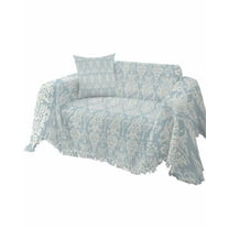 Blue Paisley Floral Sofa Couch Covers for Dog,Washable Sectional Couch Slipcoverfor Loveseat with Tassels,European Classic Mandala Ethnic Tribal Non Slip Sofa Throw Cover Blanket Large 71''x102''