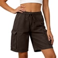 thumbnail image 2 of RUTAYY Women's Cargo Shorts Solid Color Casual Streetwear Baggy with Utility Pockets High Waist Loose Fit Denim Bottom Fashion Seaside Shorts, 2 of 6
