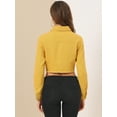thumbnail image 5 of DARING DIVA Women's Frayed Button Up Washed Cropped Denim Jackets XL Mustard, 5 of 6
