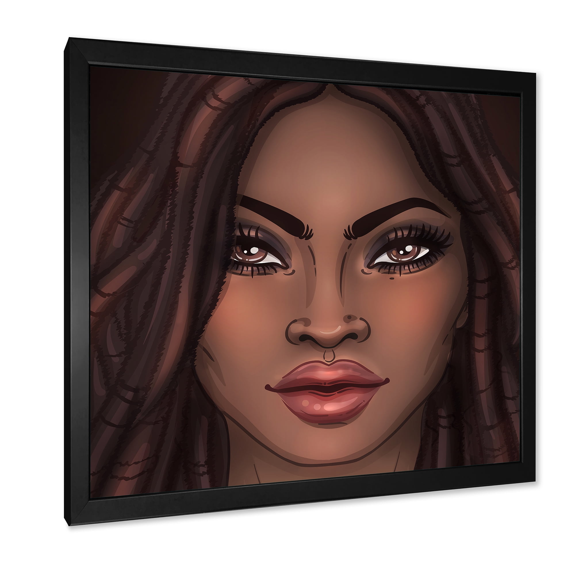 Designart 'Portrait of Afro American Woman I' Modern Framed Art Print