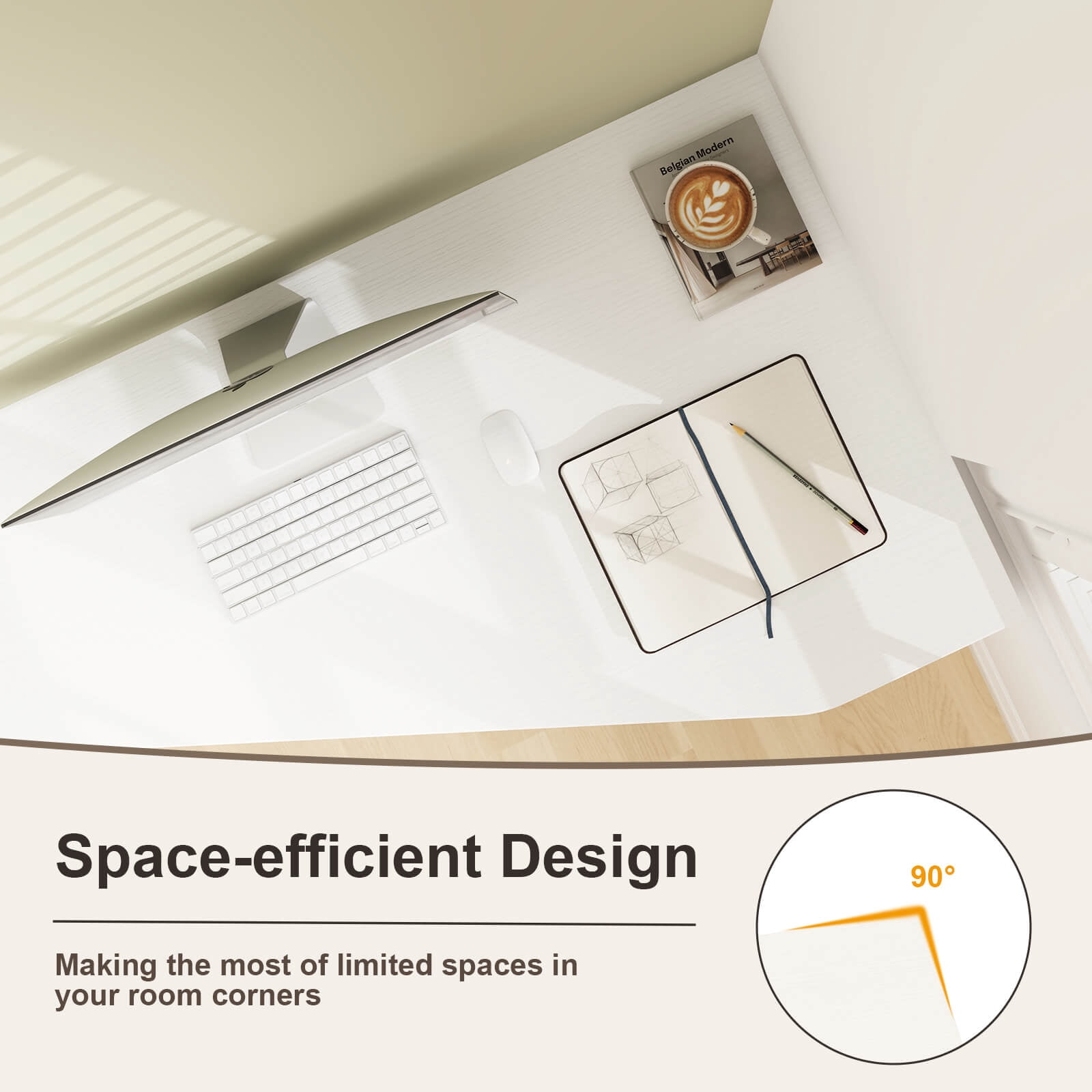 Costway L Shaped Computer Desk with Drawer & Storage Shelves for Home Office Workstation