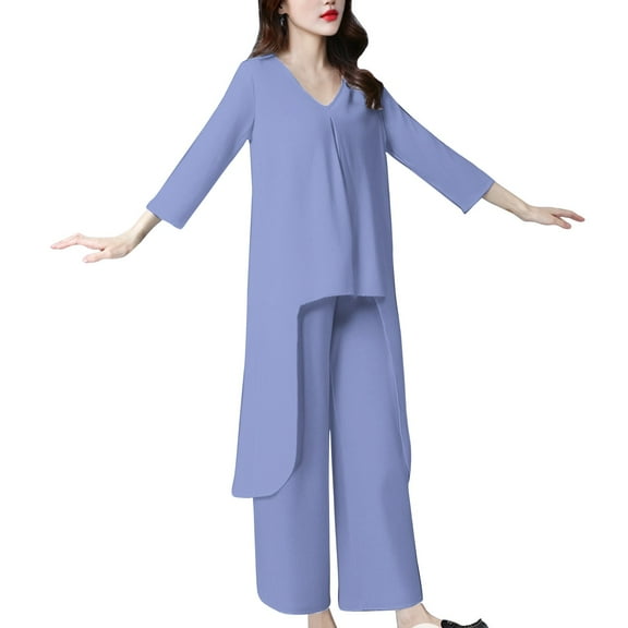 NMMUED Summer Two Piece Sets for Women Linen Outfits Women 2 Piece 2 Piece Lounge Set Women Gauze Sets for Women 2 Piece Matching Sets Women Clothing, Blue L