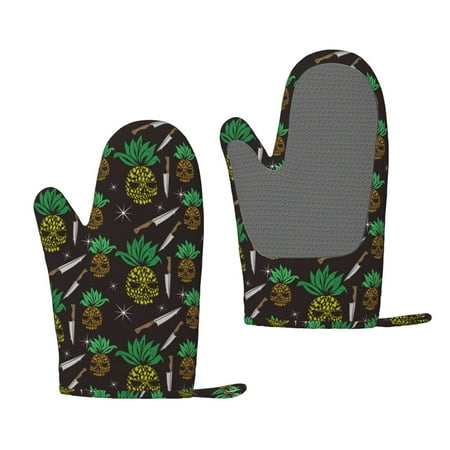 

Junzan Pineapples for Oven Mitts 2 Piece Set BBQ Gloves Grilling Gloves Heat Resistant Oven Gloves Kitchen Silicone Oven Mitts for Barbecue/Cooking/Baking