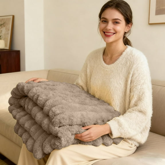 ZZERHUOO Thickened Rabbit Plu Sh Nap Blanket Bunny Blanket For Adults Soft Warm Fuzzy Throw Blanket For Bed Sofa Travel And Off Ice The 365 Blanket Warm Blanket for Men Warm Couch Throw Blanket Full