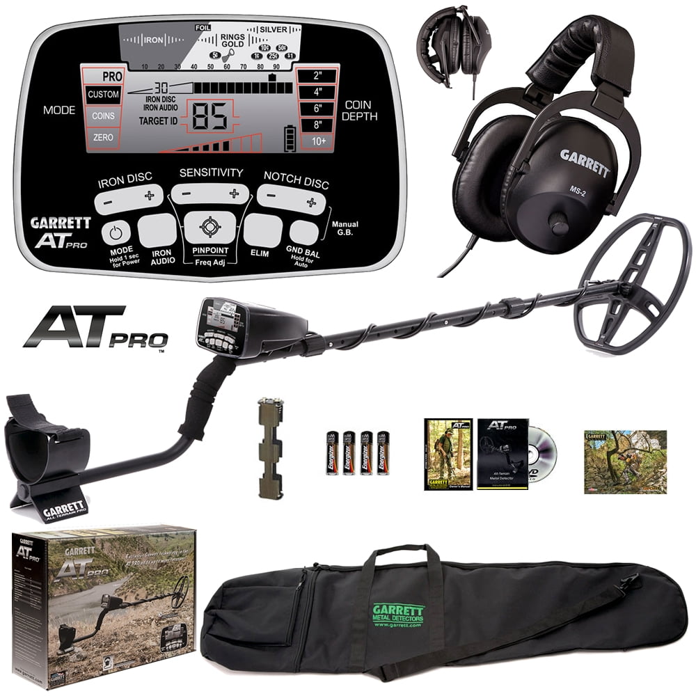 Garrett AT Pro Metal Detector with MS-2 Headphones and 50" Carry/Travel Bag at Pro Metal Detector Spring Bundle at Pro-Pointer Edge Digger MS-2 Headphones Included (1)