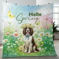 thumbnail image 4 of English Springer Spaniel Hello Spring Time Flower Floral Nature Quilt Blanket Springers Dog Lover Gifts Cozy Comforter Throw Blanket - 02031, 4 of 5