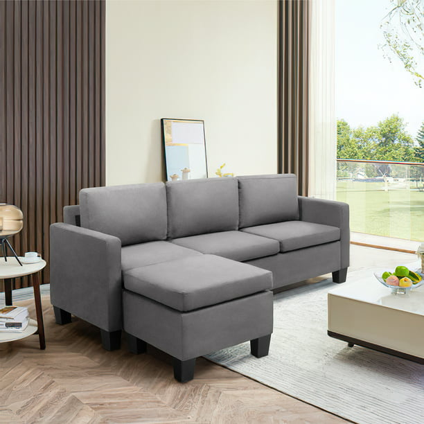 betray Monk Sensitive Lacoo Suede L-Shape Sectional Sofa Sofa for Living Room, Light Gray -  Walmart.com