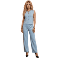 thumbnail image 1 of Conjunto 2 Piezas para Mujer, Blusa Escote Halter y Pantalón Recto a Rayas, Look Casual Chic Cómodo para Salidas y Eventos, 1 of 5