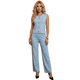 thumbnail image 1 of Conjunto 2 Piezas para Mujer, Blusa Escote Halter y Pantalón Recto a Rayas, Look Casual Chic Cómodo para Salidas y Eventos, 1 of 5