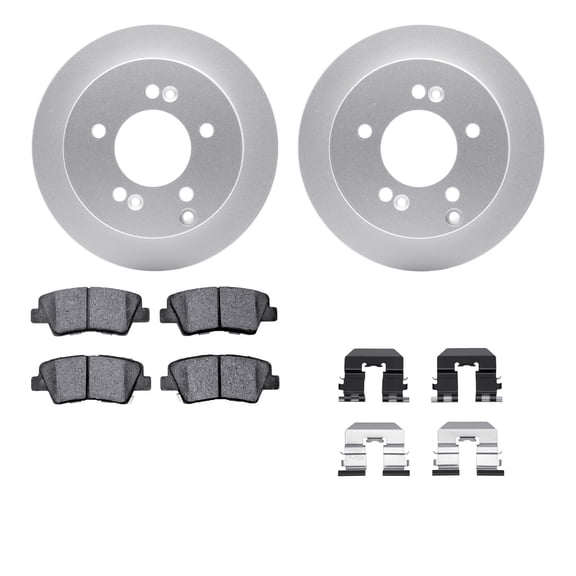 Dynamic Friction Company Rear Geospec Brake Rotors with 5000 Advanced Brake Pads includes Hardware 4512-03101