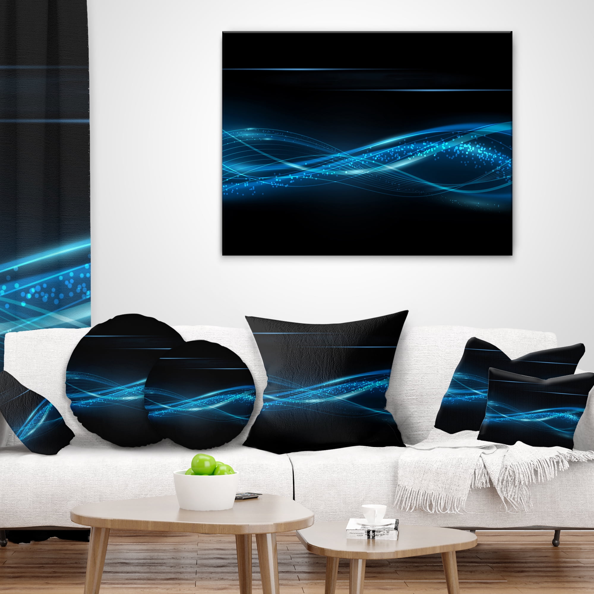 Designart Blue Abstract Vector Pattern - Contemporary Throw Pillow - 12x20