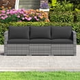 thumbnail image 4 of Gymax Set of 3 Patio Sectional Sofa Set PE Rattan Modular Couch Furniture Set w/Cushions Black, 4 of 10