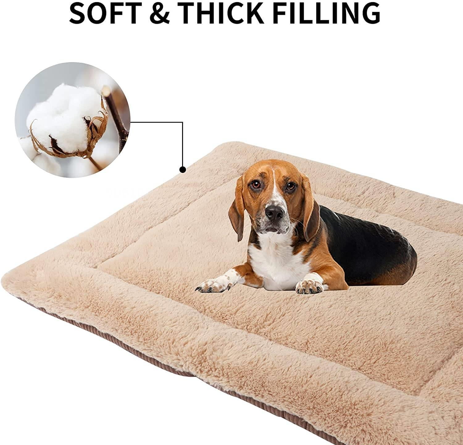 Fovien Dog Bed Crate Mat Kennel Pad Washable Orthopedic Pillow Pet Beds Dense Cushion Padding