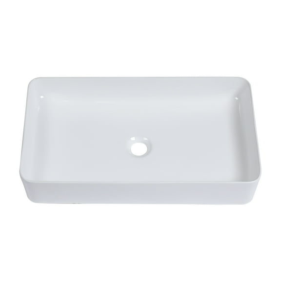 24"×14"×4.5" White Ceramic Rectangular Countertop Bathroom Sink