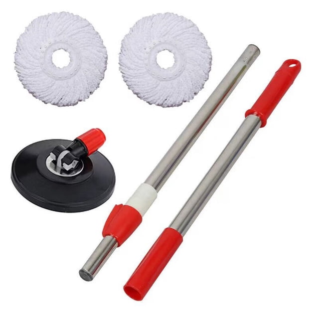 MesaSe Trousse de Vadrouille Rotative compatible avec Tête Rotative à 363° Seau de Vadrouille en Acier Inoxydable à Rotation Facile avec Poignée Réglable Têtes de Base Accessoires de Nettoyage Ménagers pour la Maison et le Bureau