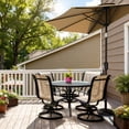 thumbnail image 3 of Senfot 9FT Half Patio Umbrella, Outdoor Smooth Crank Lift Shade Canopy, UV Resistant for Patio Backyard Garden Deck Balcony, Tan, 3 of 4