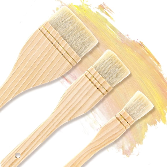 3PCS Basting Brush-Pastry Brush,Oil Brush for Cooking,Boar Bristles BBQ Brushes for Grill,Beech Wooden Handle Food Brush for Baking/Spreading Marinade/Sauce/Butter/Egg/Kitchen Baster Brushes(3 Sizes)