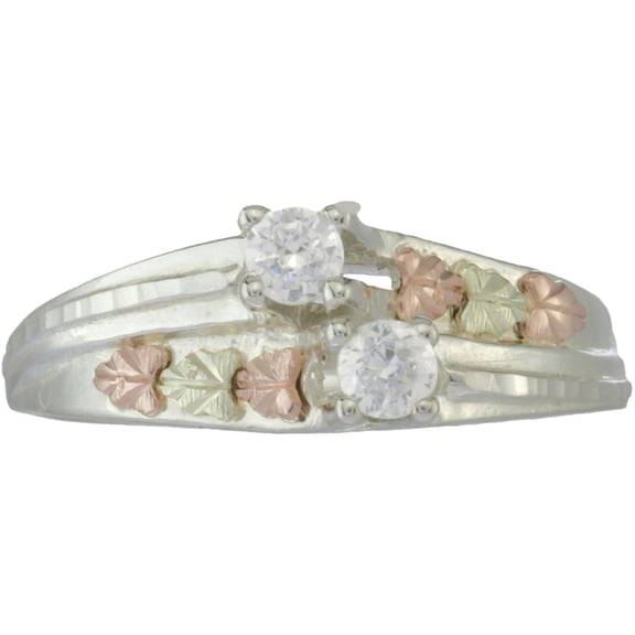 Black Hills Silver Synthetic White Cubic Zirconia Two Stone Ring