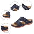 thumbnail image 7 of Womens Sandals Flower Embroidery Open Toe Slides Comfy Orthopedic Walking Shoes Lightweight Cushioning Slip on Summer Beach Shoes Navy Size 9, 7 of 7