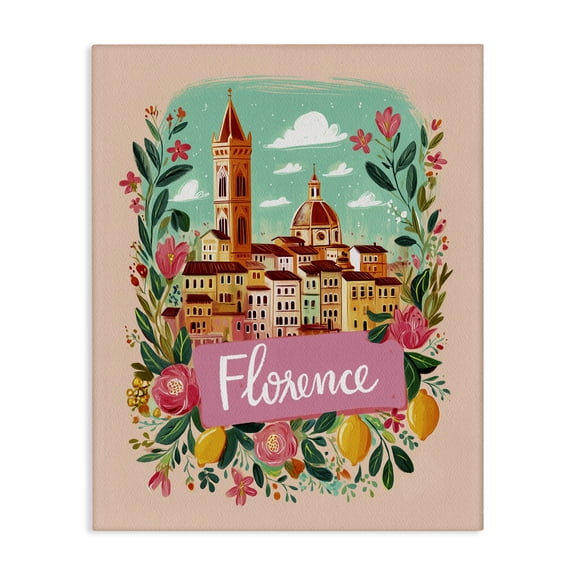 Floral Bordered Florence Canvas Wall Art, design by Yen