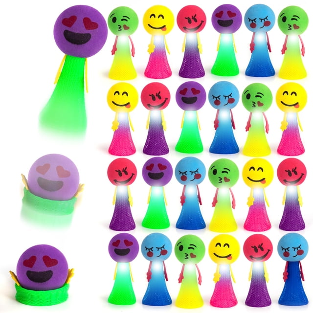 Emoticono ArtCreativity de Jumping Popper Toys con luz LED, 24 unidades