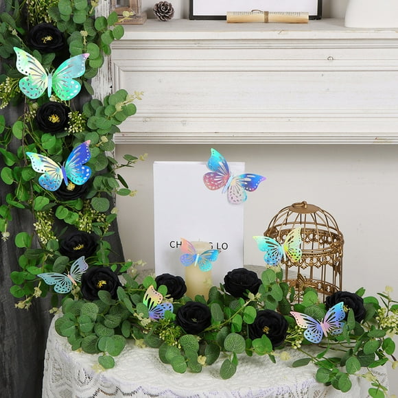 WIZUTIZ Simulated Vines Multicolor Butterflies Leaf Vines Home Decoration Spring Butterflies Vines 70.8in Home Needs Novelty
